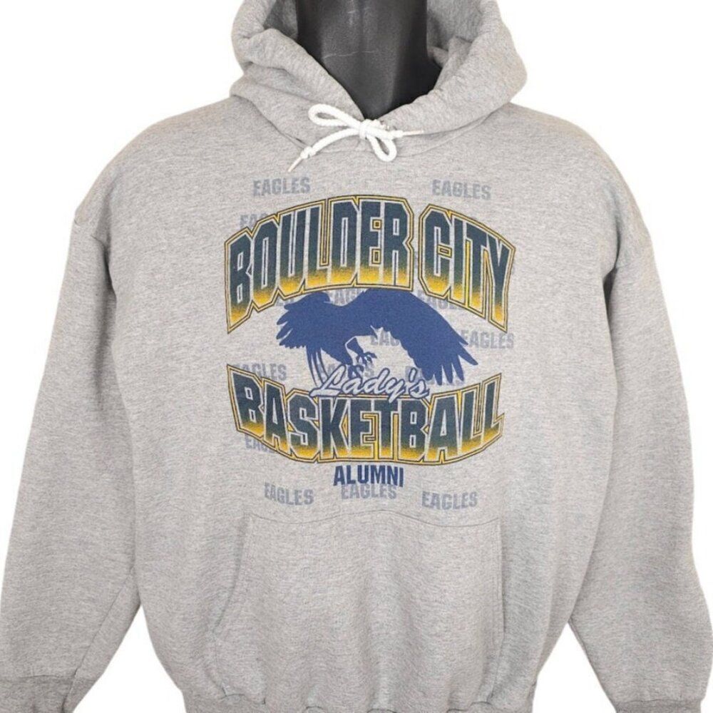 Vintage Boulder City Basketball Sweatshirt Hoodie Mens Size Large Gray Y2K Lady